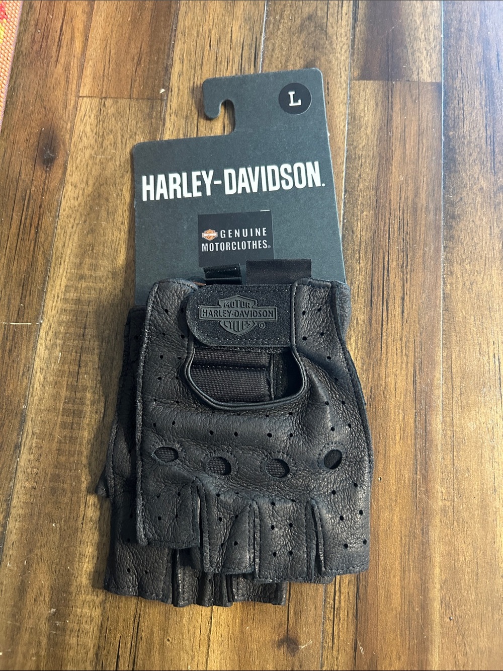 Harley-Davidson Black Fingerless Leather Riding Gloves - Men's L